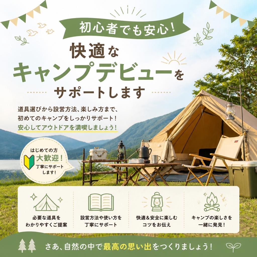 初心者でも安心！快適なキャンプデビューをサポートします