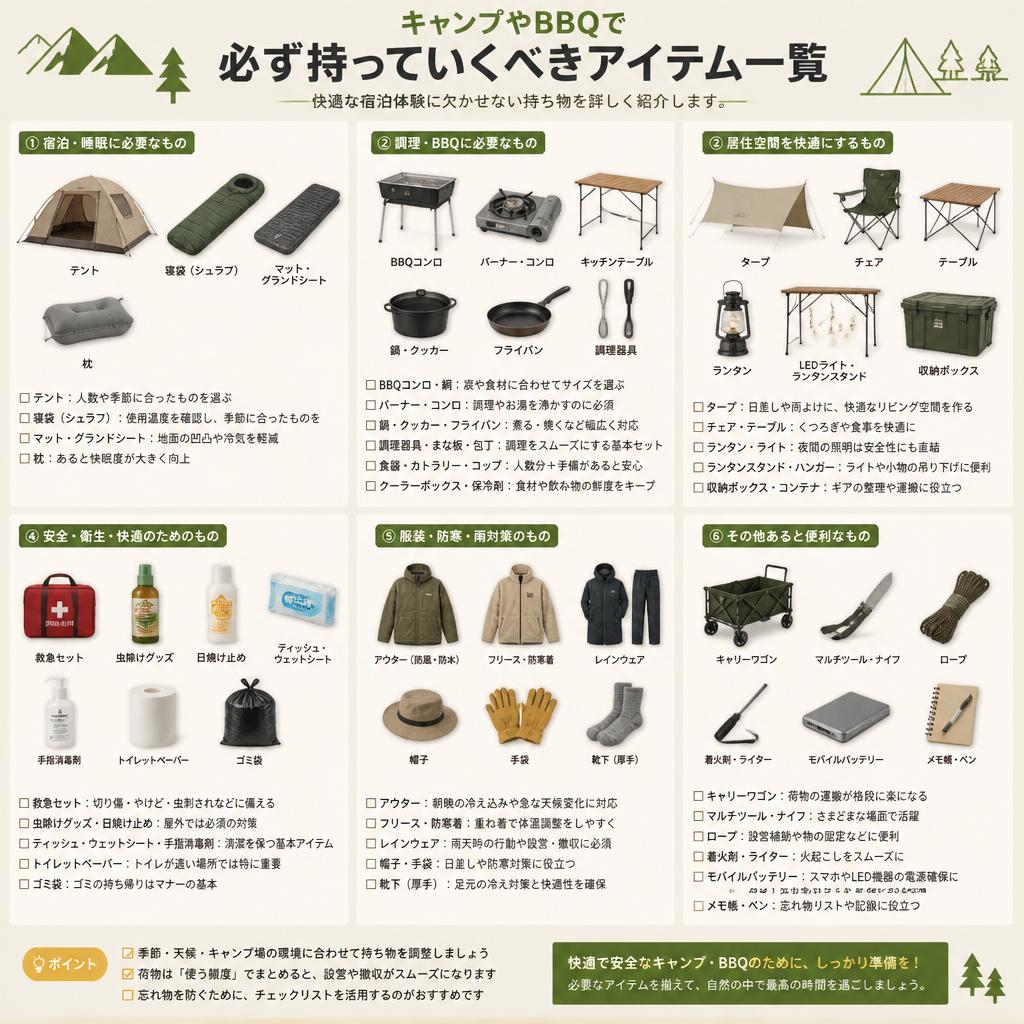 埼玉の宿泊必需品リスト