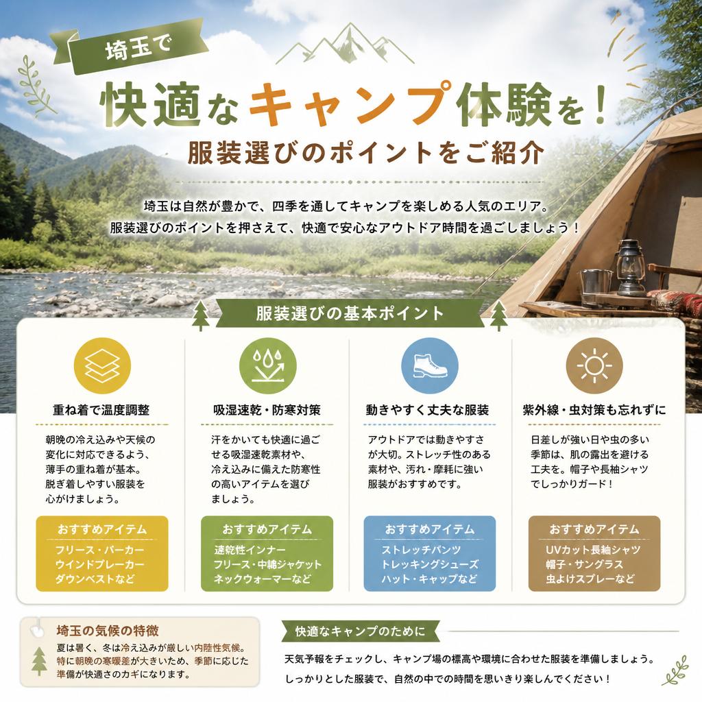埼玉で快適なキャンプ体験を！服装選びのポイントをご紹介